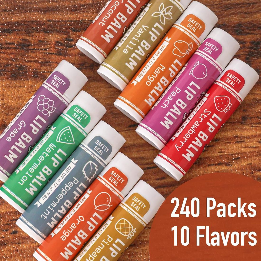 AZEN Natural Lip Balm, 10 Flavors · 240 Pack, view 3
