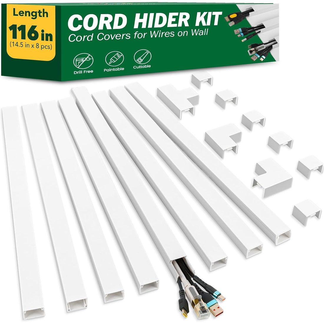 AZEN Paintable Cord Hider Kit · 116 in