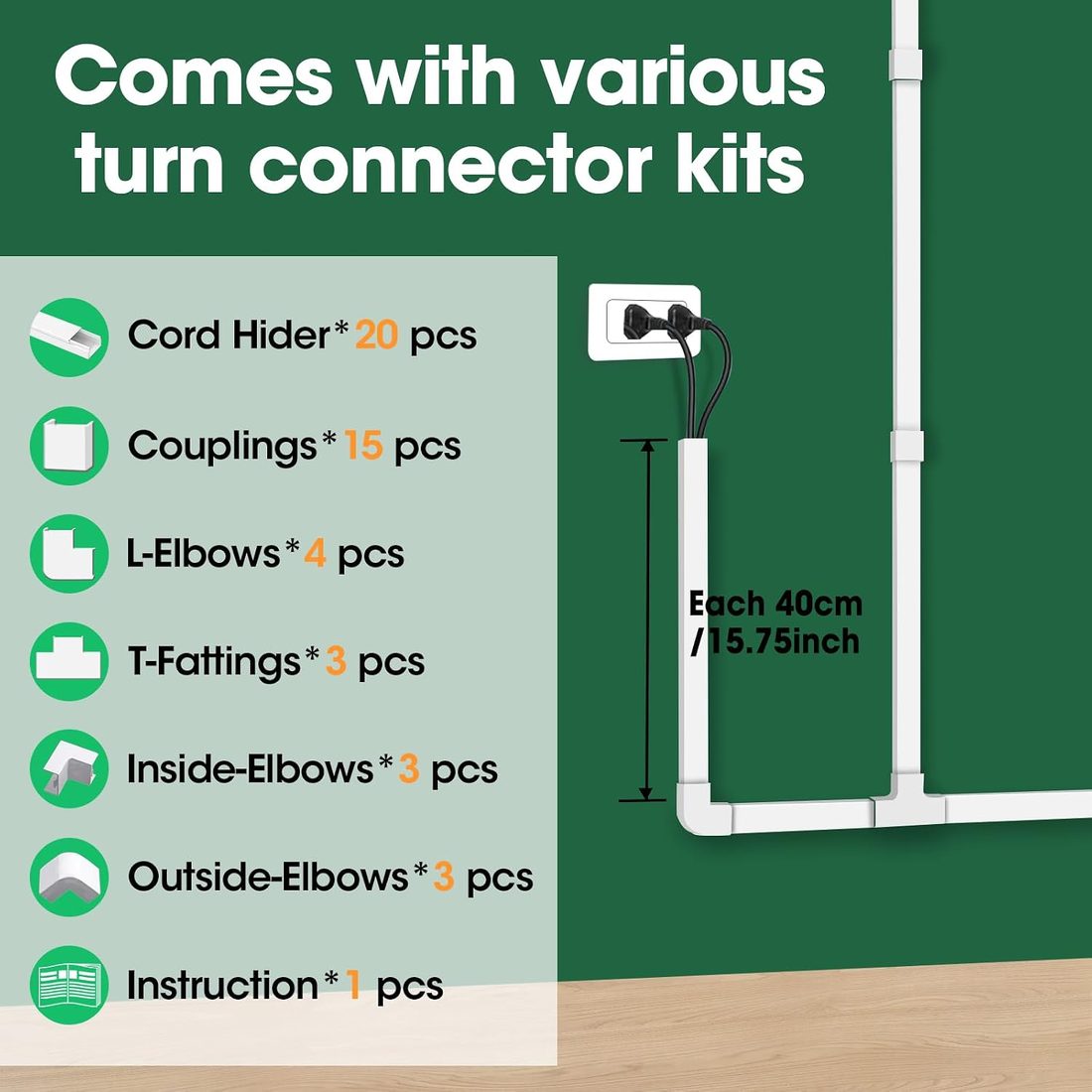 AZEN Paintable Cord Hider Kit · 315 in, view 4