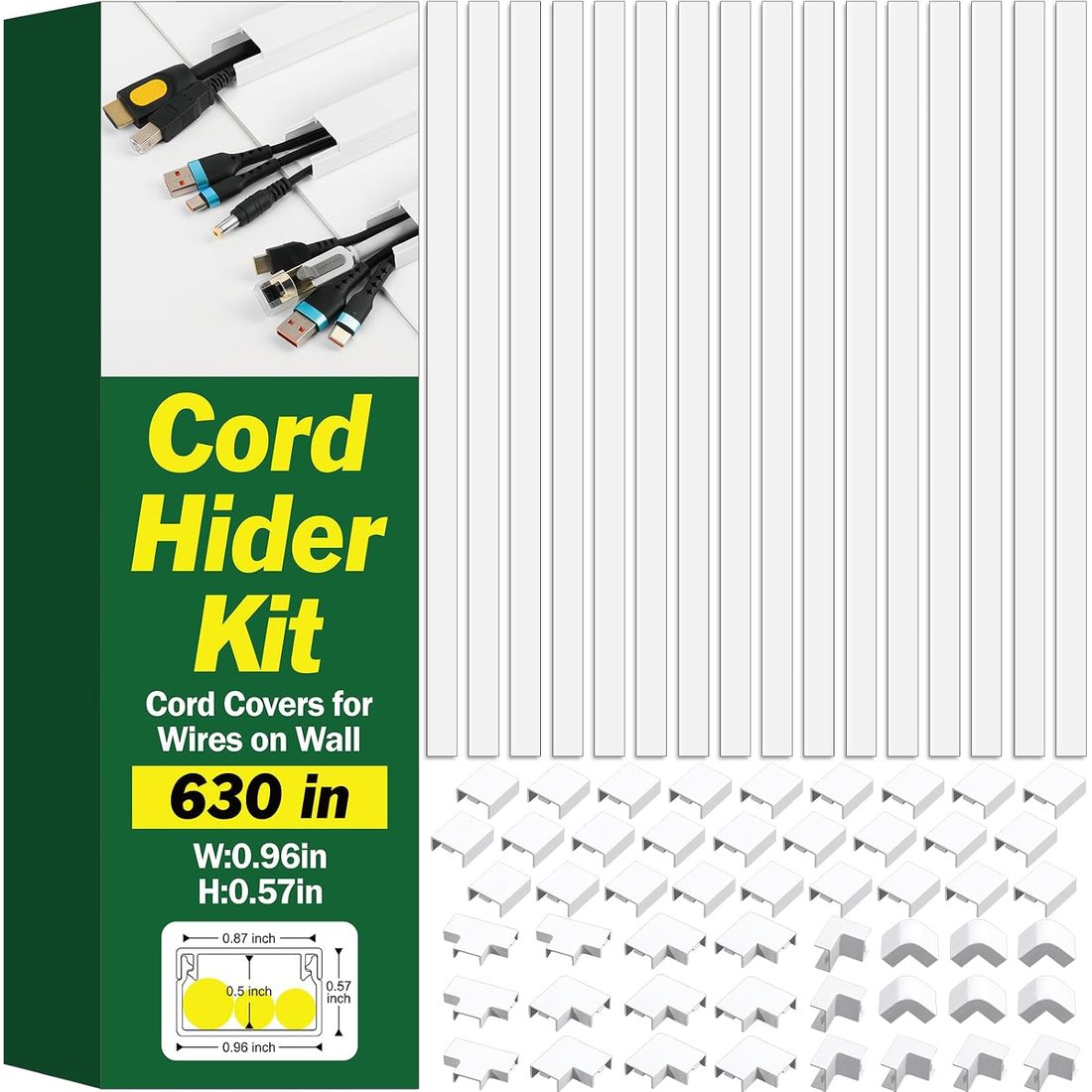 AZEN Paintable Cord Hider Kit, 630 in