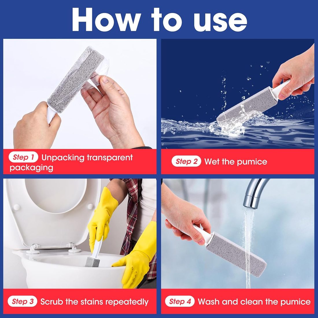 AZEN Pumice Scouring Stick with Handle · 5 Pack, view 6
