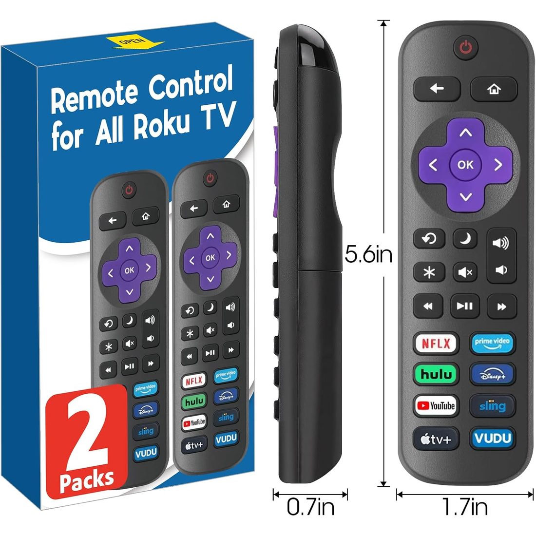 AZEN Replacement Remote for Roku TV · 2 Pack, view 6