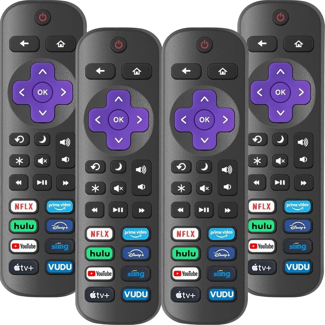 AZEN Replacement Remote for Roku TV · 4 Pack