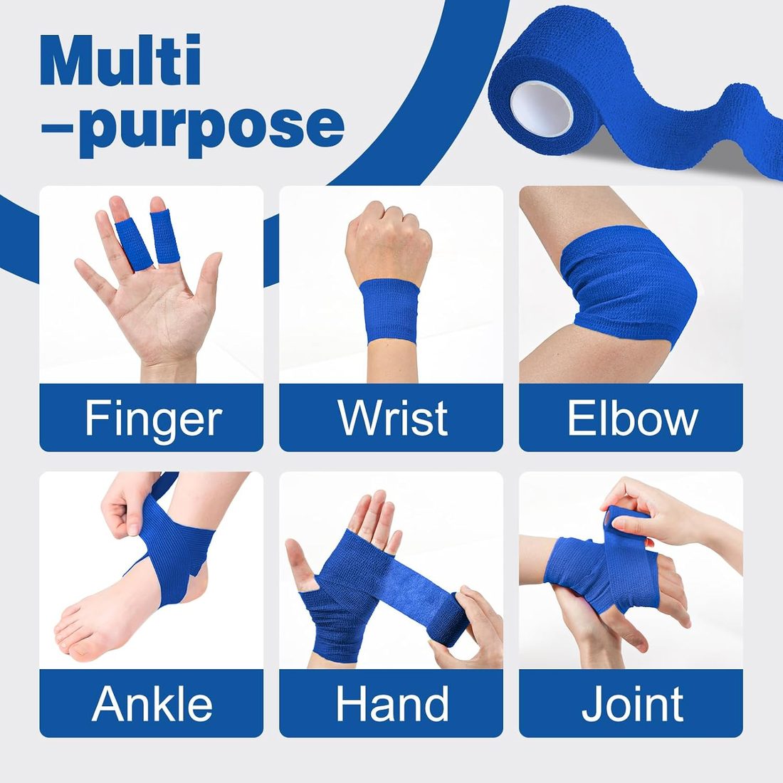 AZEN Self-Adhesive Bandage Wrap, 2 in · 16 Pack, Blue, view 3