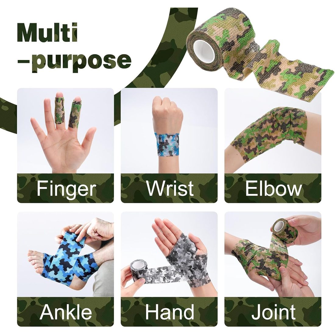 AZEN Self-Adhesive Bandage Wrap, 2 in · 16 Pack Camo, view 3