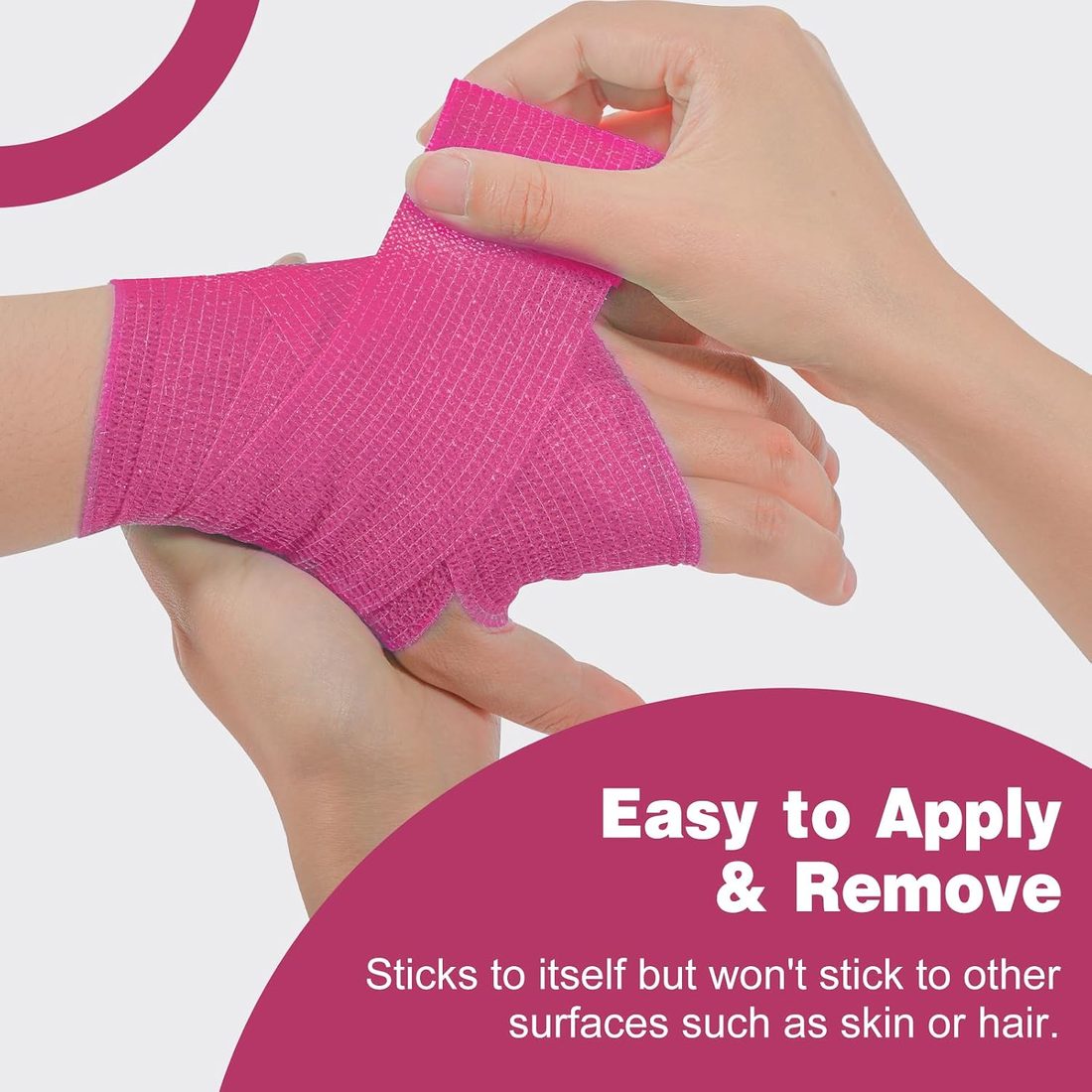 AZEN Self-Adhesive Bandage Wrap, 2 in · 16 Pack Pink, view 3
