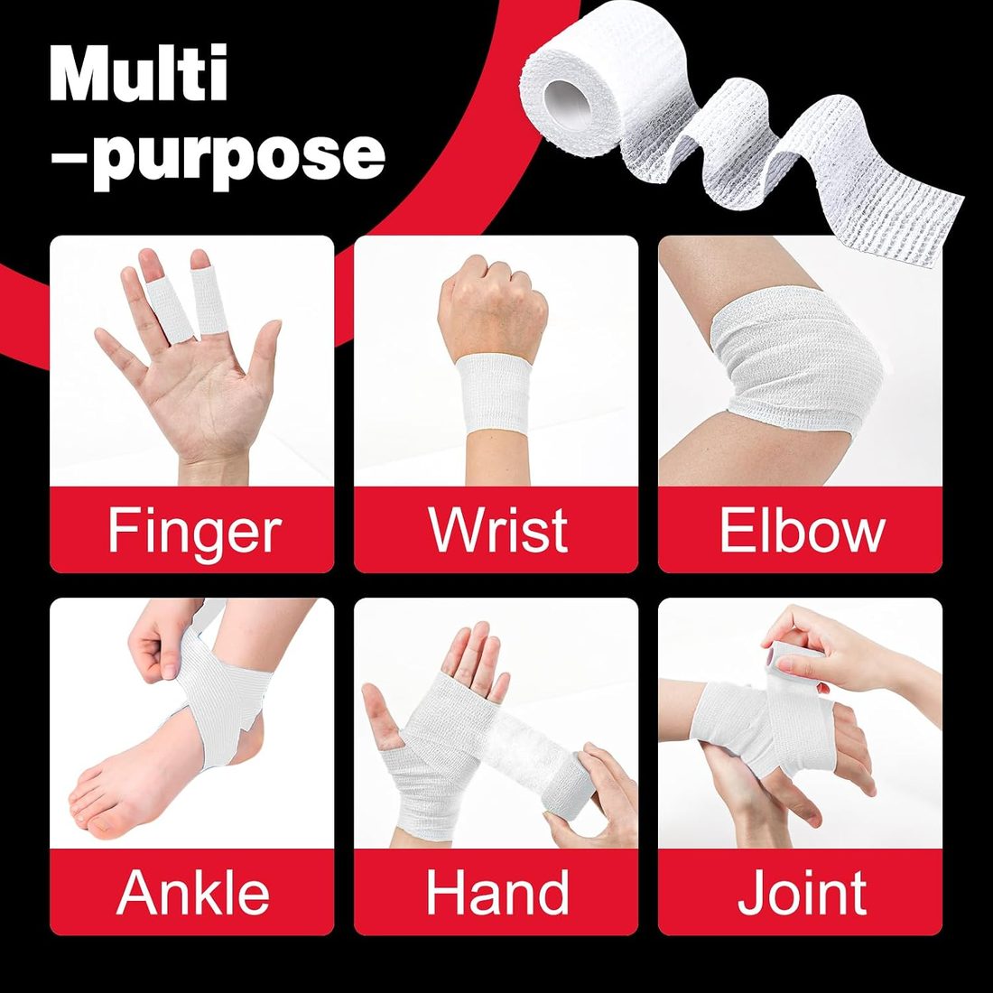 AZEN Self-Adhesive Bandage Wrap, 2 in · 16 Rolls · White, view 3