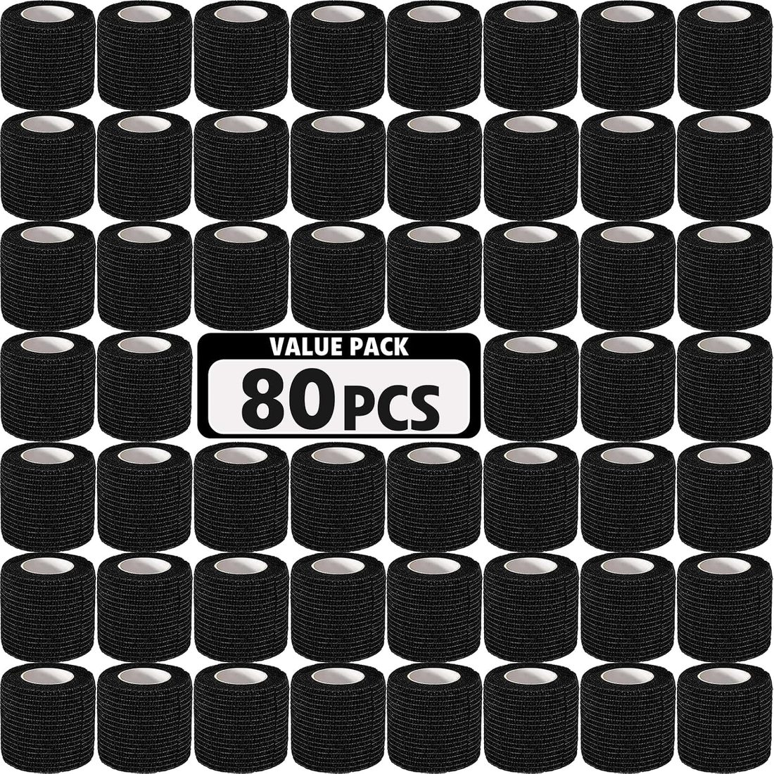 AZEN Self-Adhesive Bandage Wrap, 2 in · 80 Pack, Black