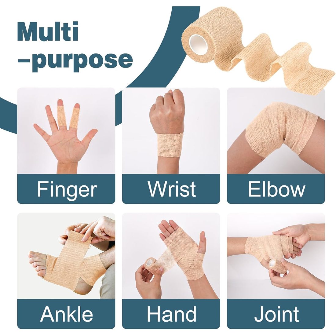 AZEN Self-Adhesive Bandage Wrap, 2 in · Skin Tone · 20 Pack, view 3