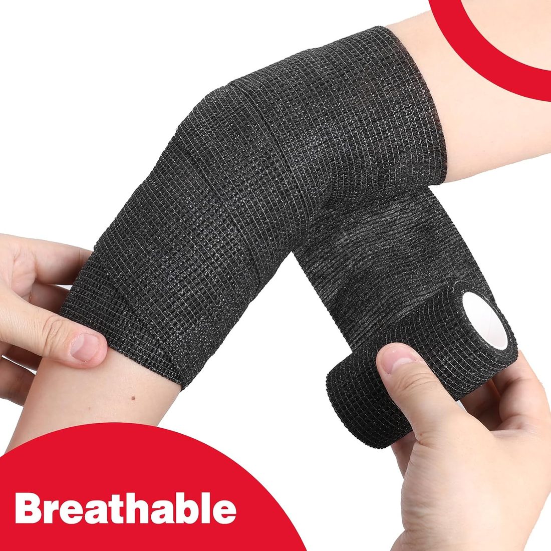 AZEN Self-Adhesive Bandage Wrap, 3 in · 12 Pack, Black, view 5