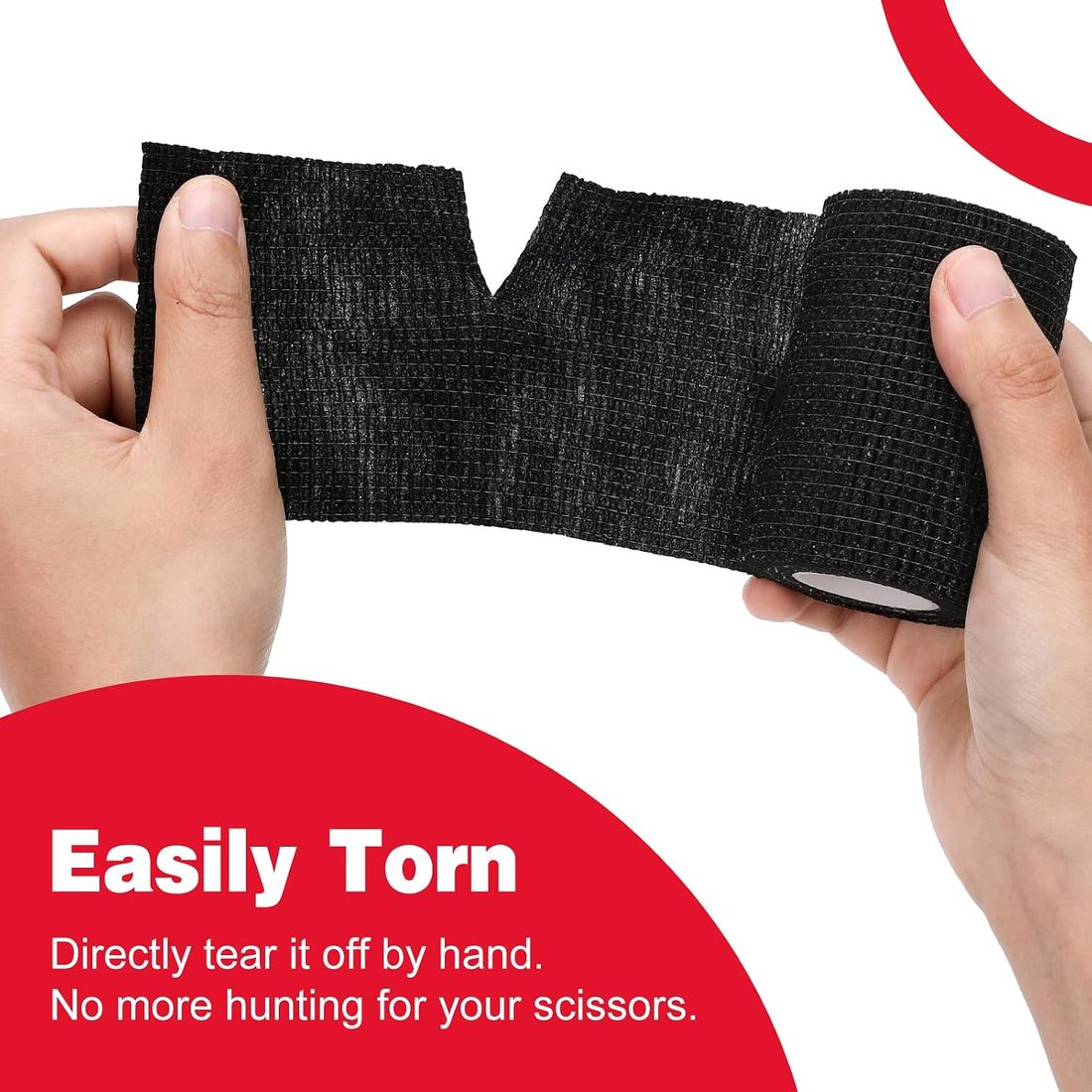 AZEN Self-Adhesive Bandage Wrap, 3 in · 12 Pack, Black, view 6