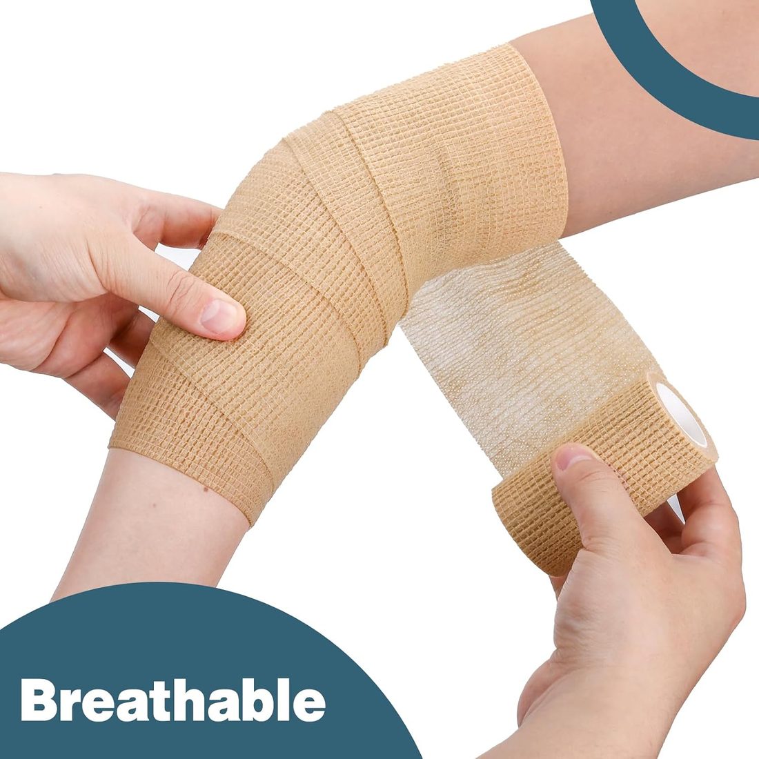 AZEN Self-Adhesive Bandage Wrap, 3 in · 12 Rolls · Skin Tone, view 5
