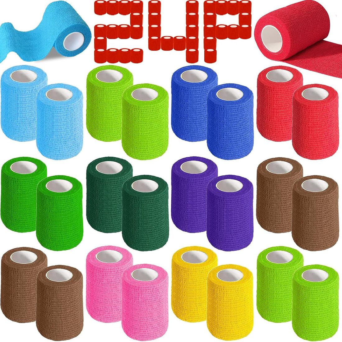 AZEN Self-Adhesive Bandage Wrap, 3 in · Assorted Colors · 24 Pack