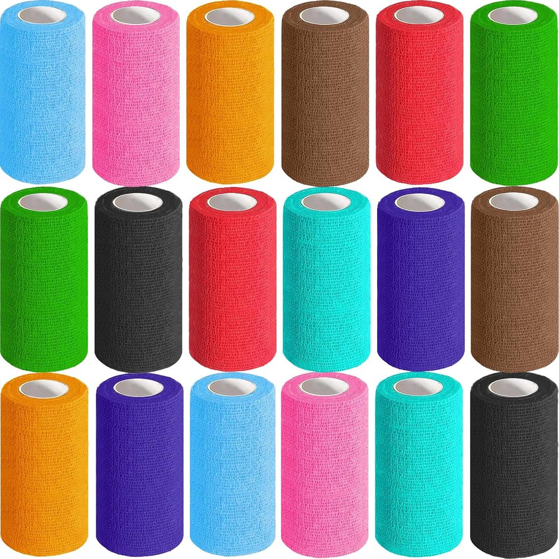 AZEN Self-Adhesive Bandage Wrap, 4 in · 18 Pack Multicolor
