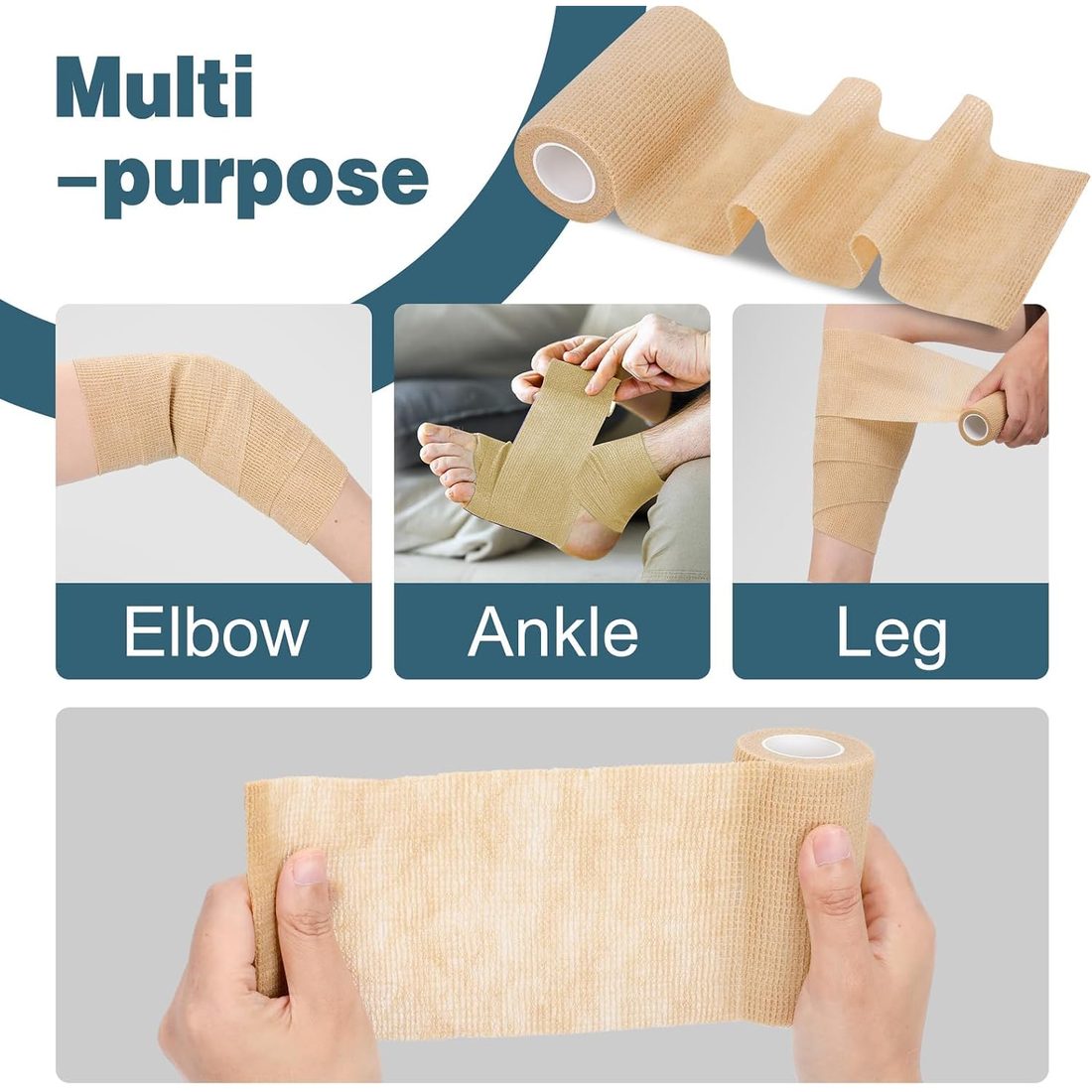 AZEN Self-Adhesive Bandage Wrap, 4 in · 18 Rolls · Skin Tone, view 3
