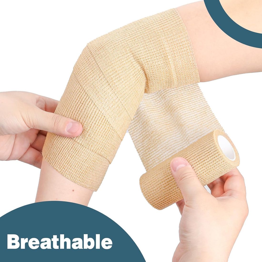 AZEN Self-Adhesive Bandage Wrap, 4 in · 18 Rolls · Skin Tone, view 5