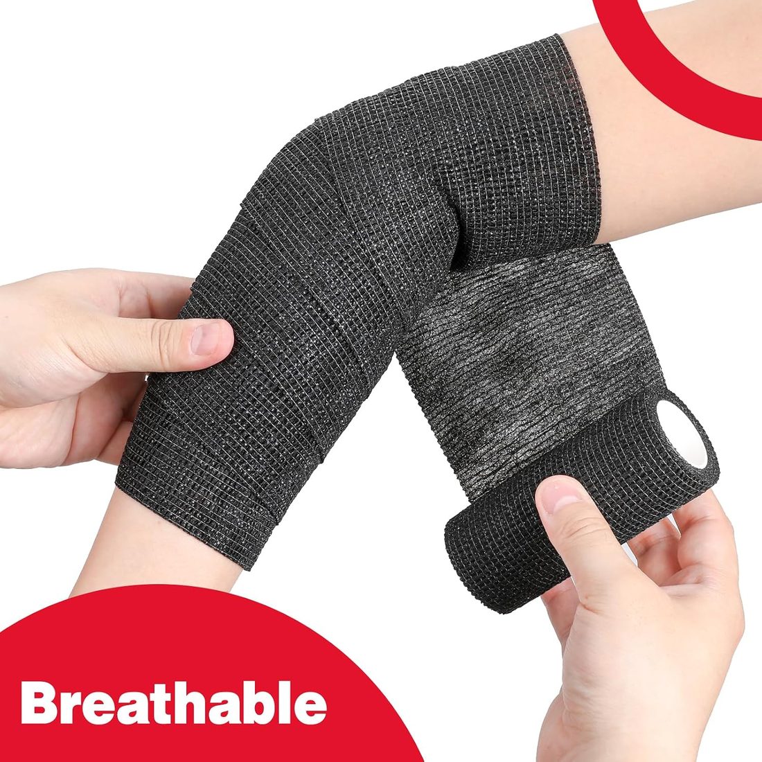 AZEN Self-Adhesive Bandage Wrap, 4 in · 9 Pack Black, view 5