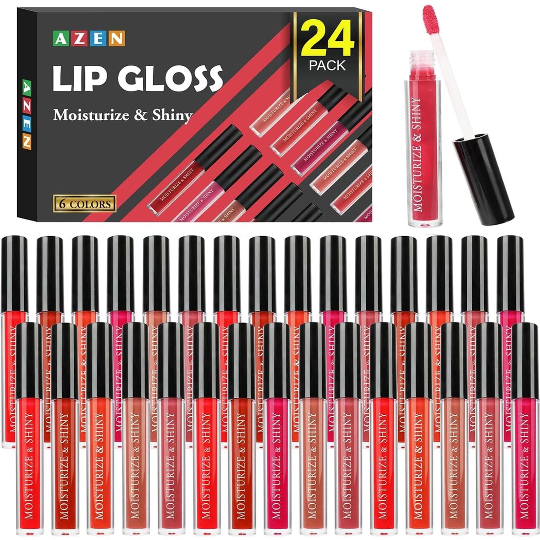AZEN Shimmer Lip Gloss Set · 24 Pack