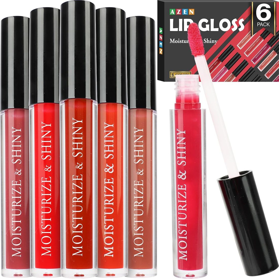 AZEN Shimmer Lip Gloss Set · 6 Pack