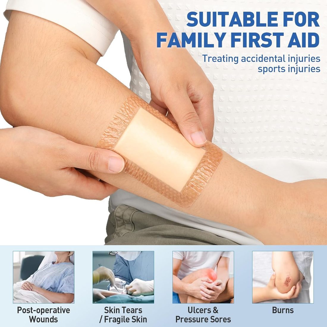 AZEN Silicone Foam Border Dressing, 3.2 × 4 in · 24 Pack, view 6