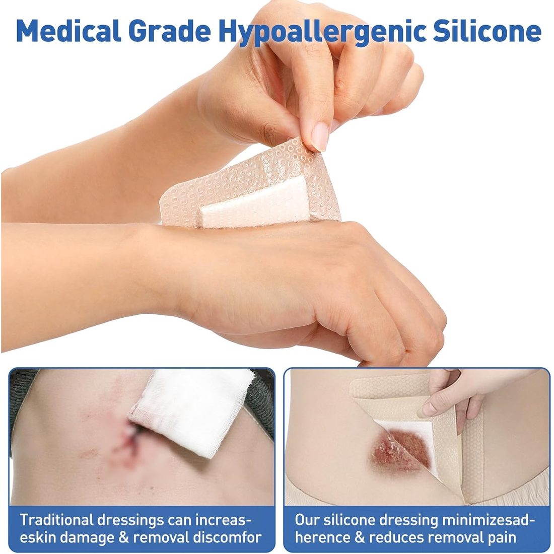 AZEN Silicone Foam Dressing, 3.2 × 4 in · 12 Pack, view 3