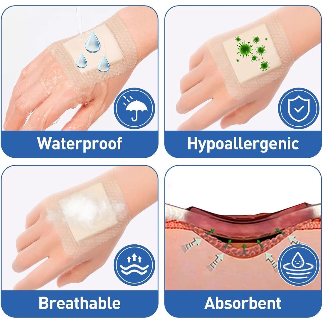 AZEN Silicone Foam Dressing, 3.2 × 4 in · 36 Pack, view 5