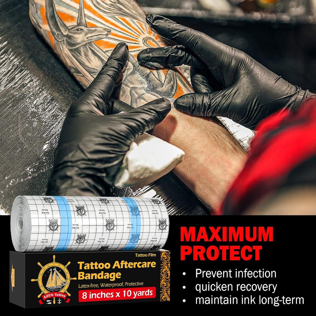AZEN Tattoo Aftercare Film, 8 in × 10 yd, view 3