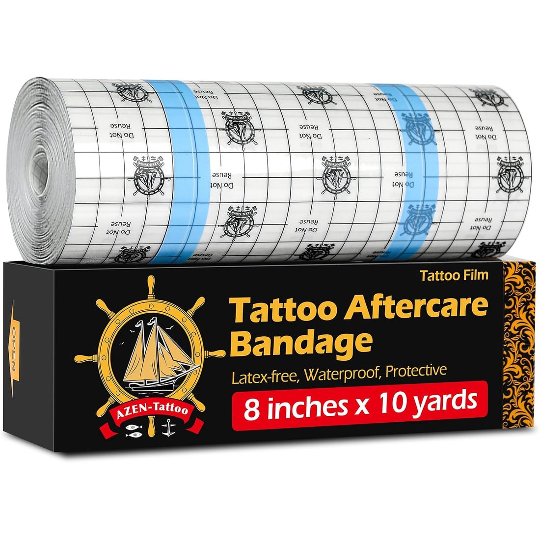 AZEN Tattoo Aftercare Film, 8 in × 10 yd