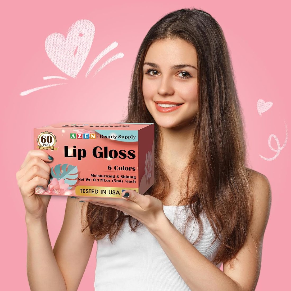 AZEN Tinted Lip Gloss Set · 60 Pack, view 6