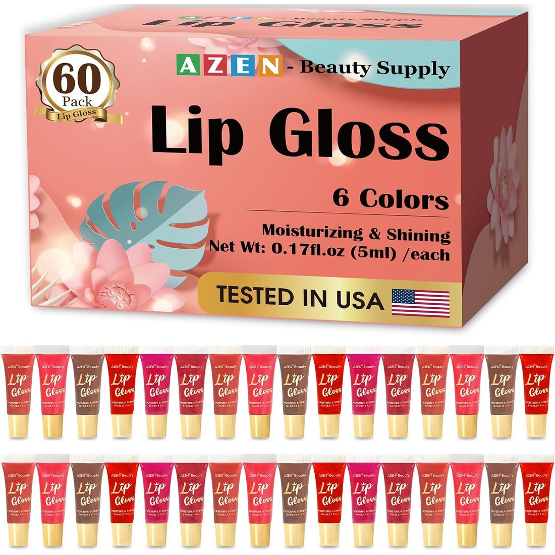 AZEN Tinted Lip Gloss Set · 60 Pack
