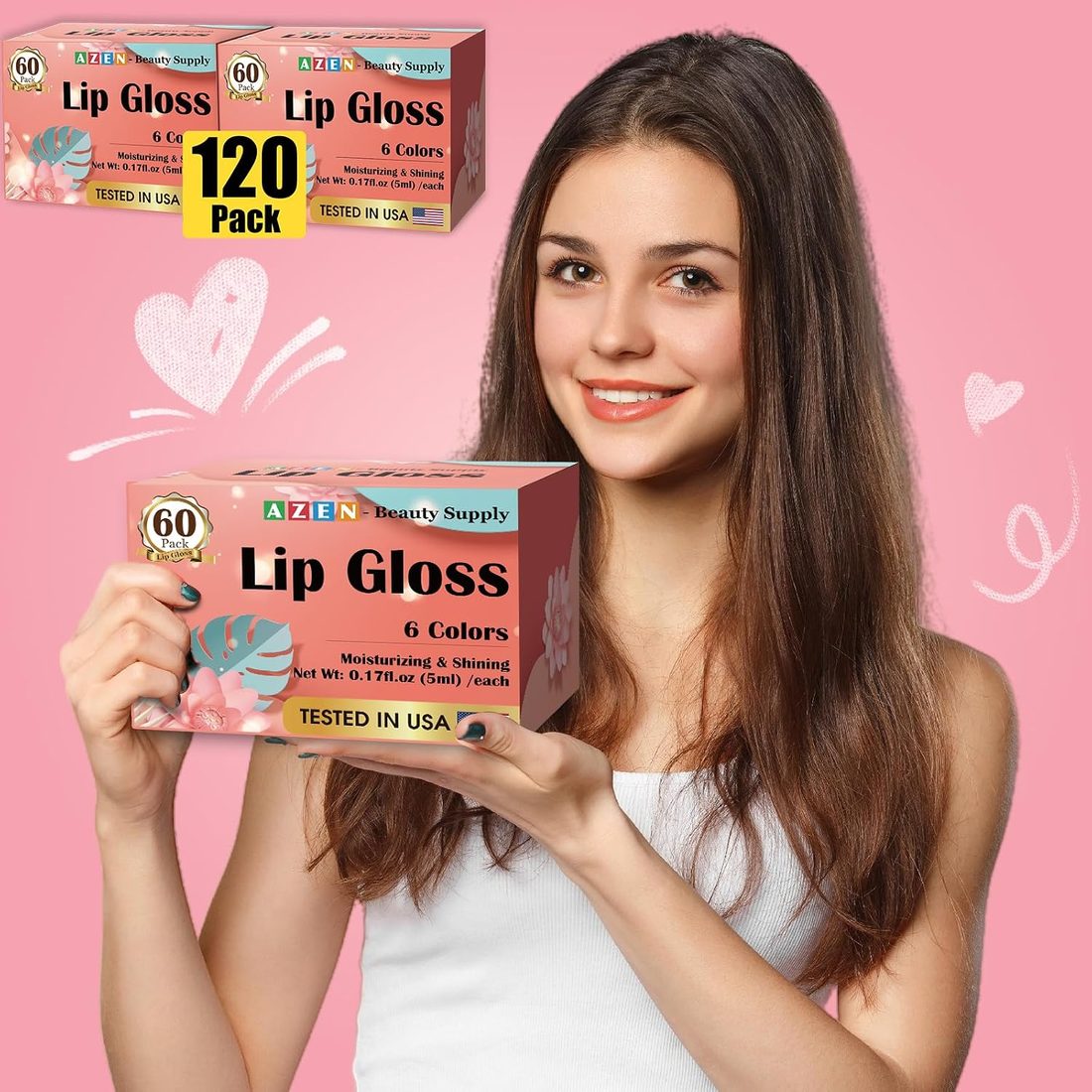 AZEN Tinted Lip Oil Set with Vitamin E · 120 Pack, view 6
