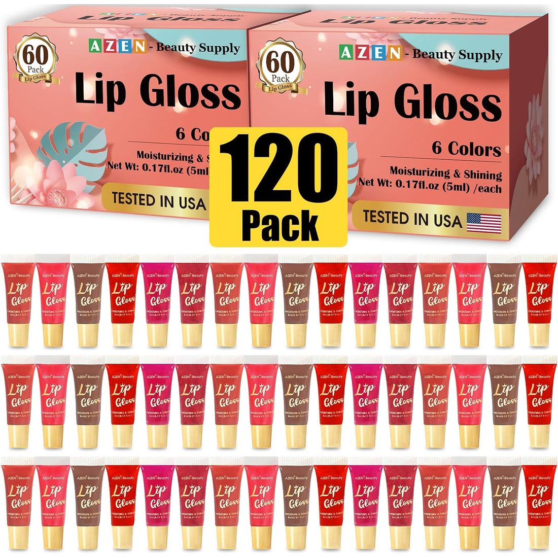 AZEN Tinted Lip Oil Set with Vitamin E · 120 Pack