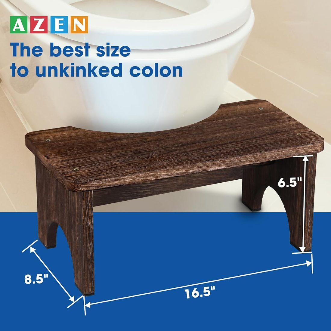 AZEN Wood Toilet Stool, 7 in · 2 Pack Black, view 2