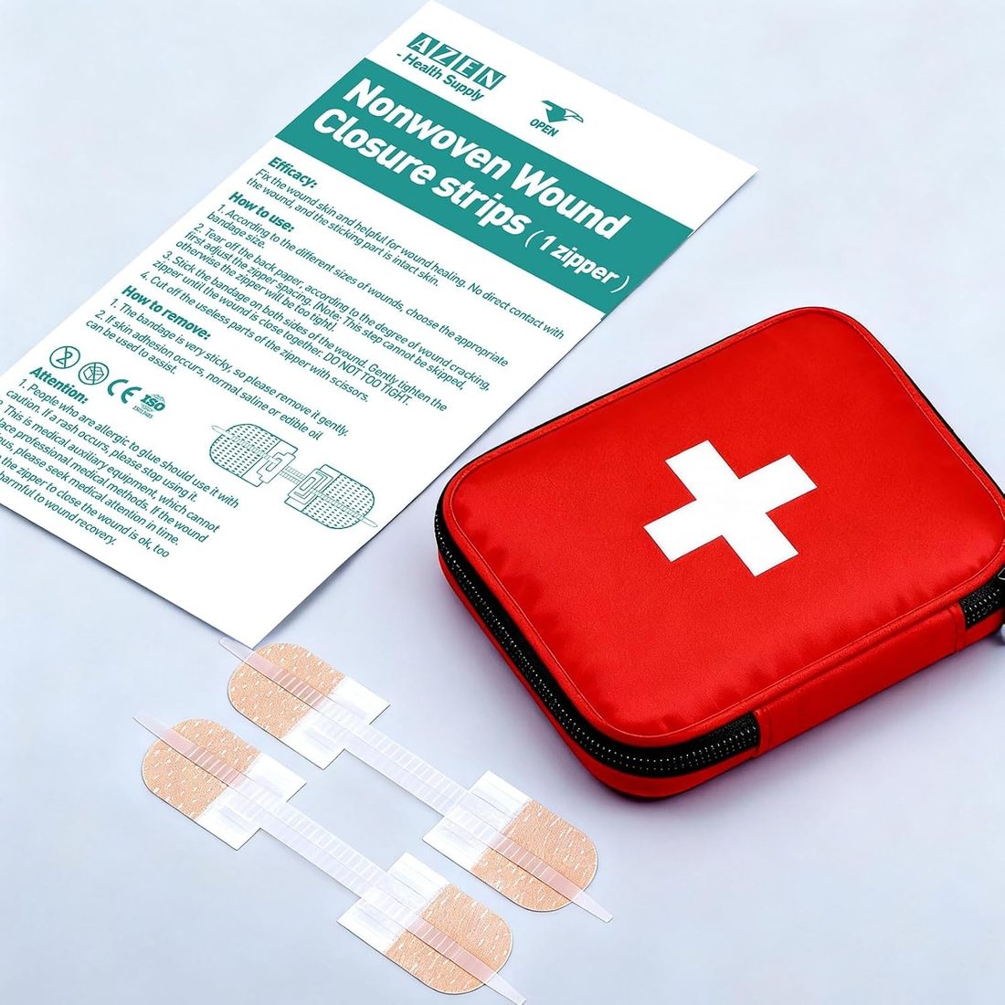 AZEN Zip-Style Wound Closure Strips · 12 Pack, view 5